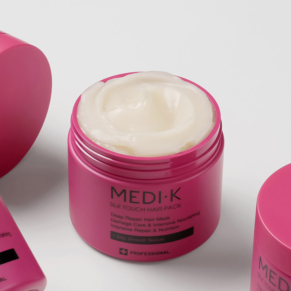 약국입점 메디케이 실크터치 헤어팩 대용량 300ml 극손상 복구 단백질 트리트먼트 탈색 탄머리 염색 손상모 클리닉 이미지 4