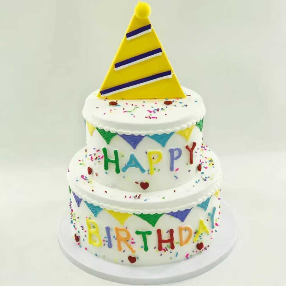모형 케이크 3단 파티용품 디스플레이 유치원 기념일 8인치+6인치 2단 생일 케이크 - 상품 이미지