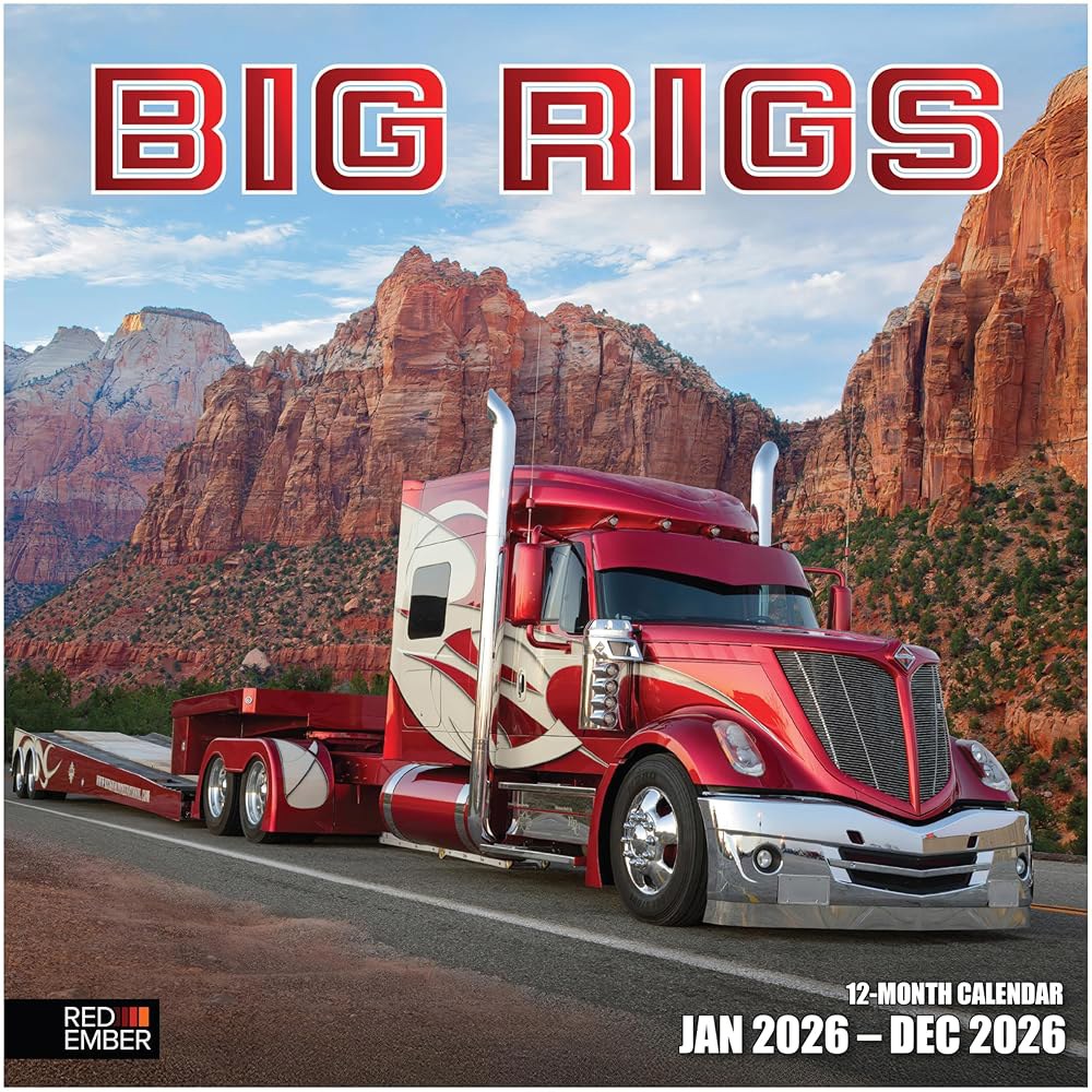 Big Rigs 2026 벽 달력 종이 61cm(12인치 튼튼한 30.5cm 펼쳤을 선물 x 두껍고 24인치) 때 12개월 01 - Big Rigs New 2026 - 상품 이미지