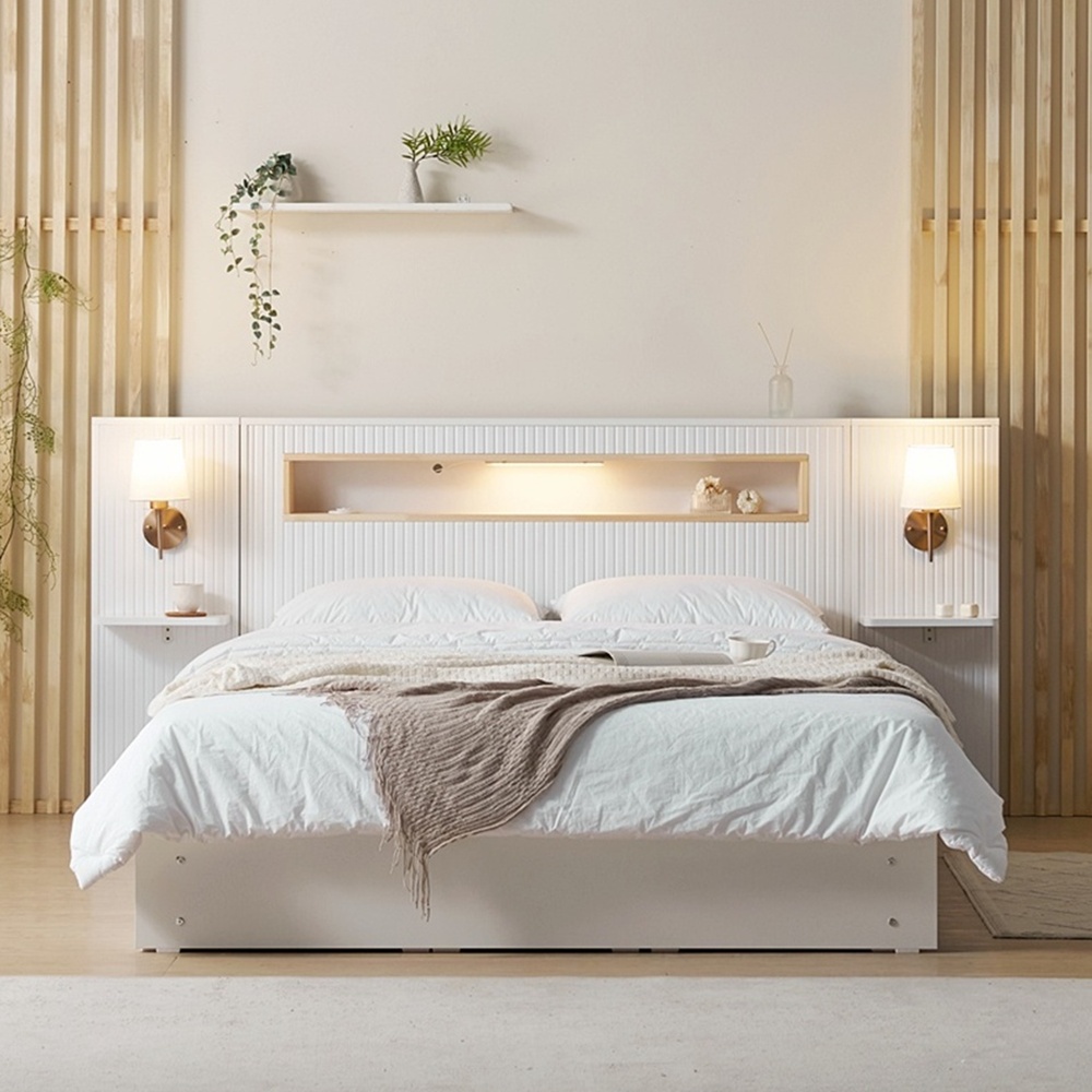 파르테 신혼부부 높은 템바보드 서랍형 퀸사이즈 호텔식 침대프레임