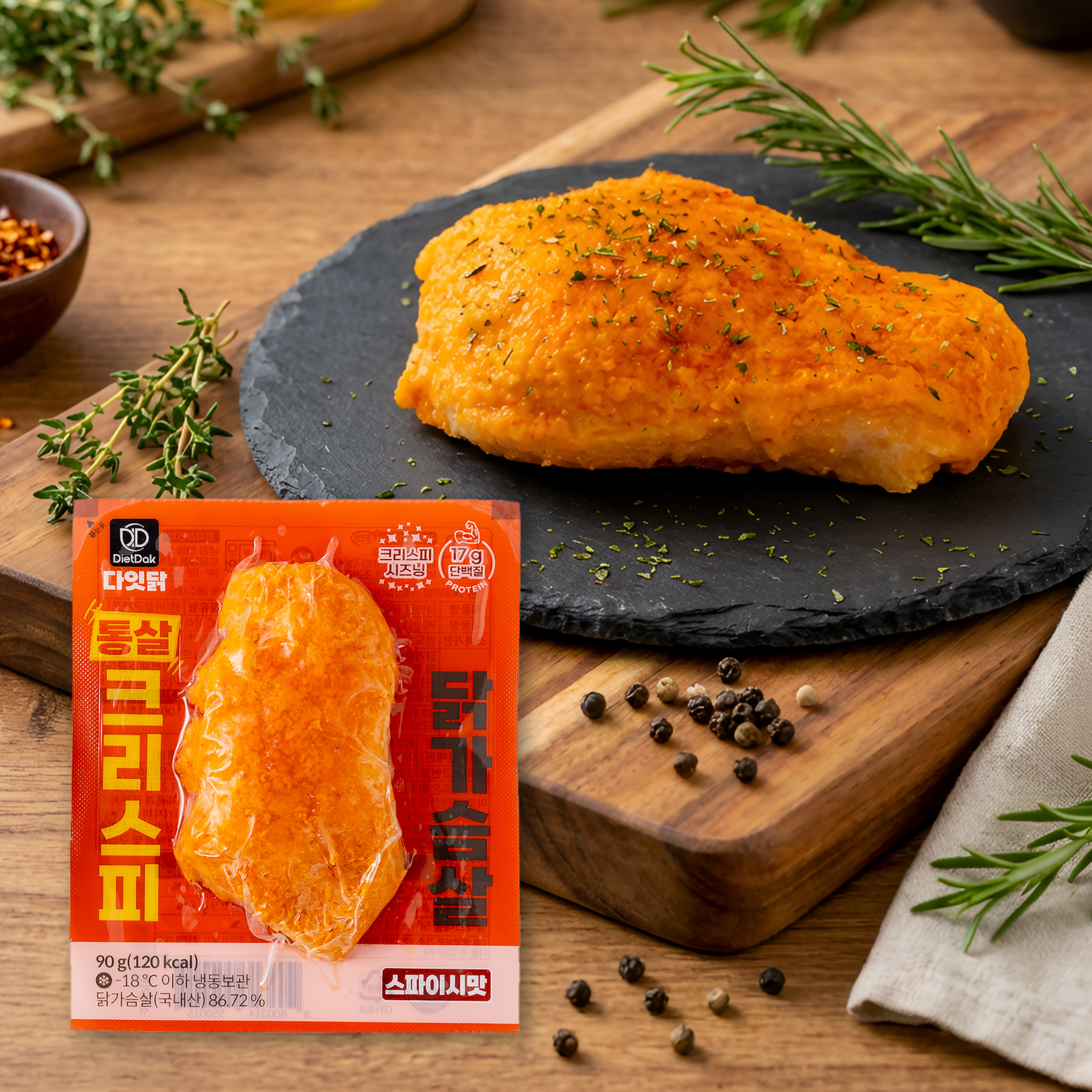 다잇닭 통살 크리스피 닭가슴살 스파이시맛, 90g, 30개 - 상품 이미지