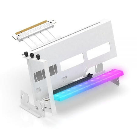 [해외]EZDIY-FAB PCIe 4.0 GPU 마운트 브래킷, ARGB LED 모듈 포함, 올 화이트 라이저 케이블이 있는 다각도 조정, RTX4090, 4080, 4070ti와