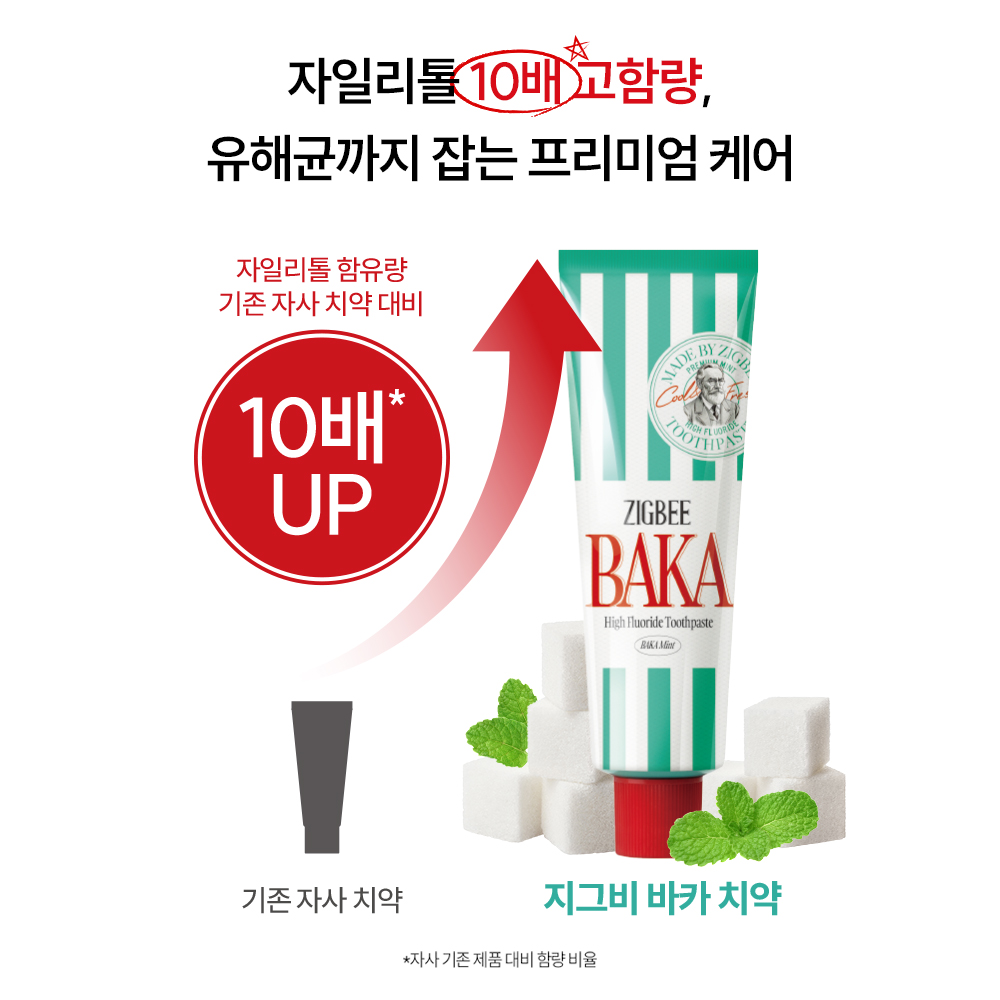 지그비 고불소 고농축 자일리톨 박하선 치약 입냄새 제거 설태 바카민트향 117g, 1개 - 상세 이미지 4