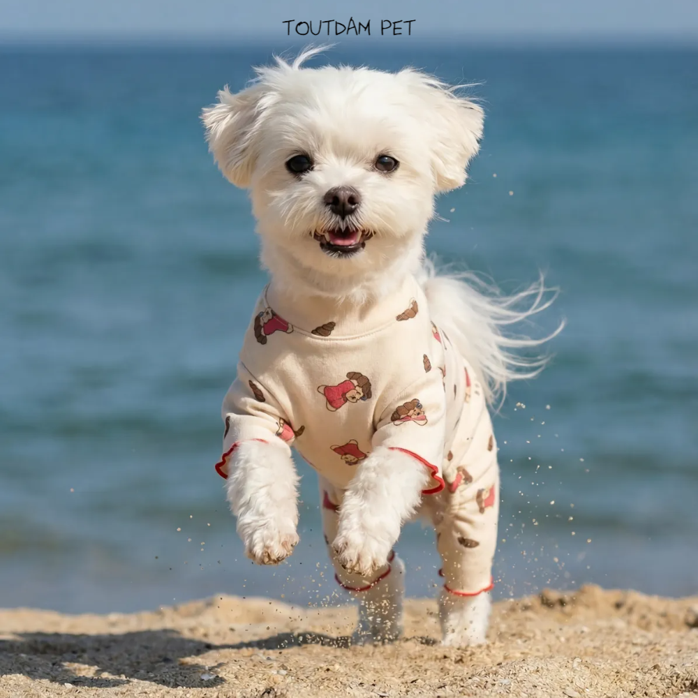 뚜담펫 강아지 올인원 내복 반려견 고양이 순면 실내복 - 상세 이미지 2