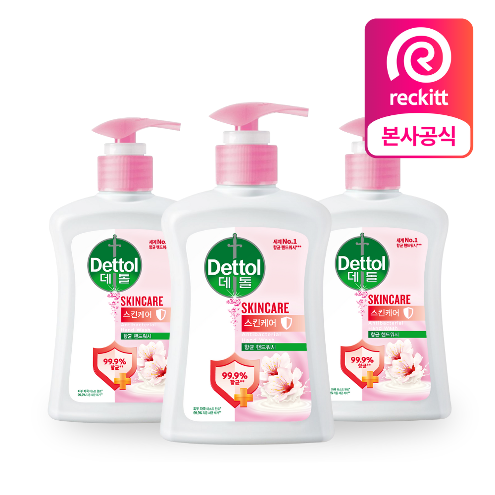 데톨 항균 핸드워시 스킨케어, 250ml, 3개 - 상품 이미지