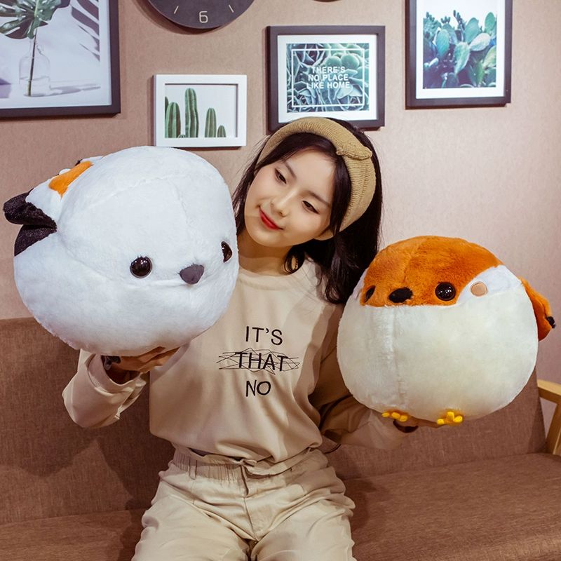 뱁새인형 귀여운 봉제 모찌 참새 인형소품 둥근화이트마운틴버드 소형 25cmx30cm - 상세 이미지 3