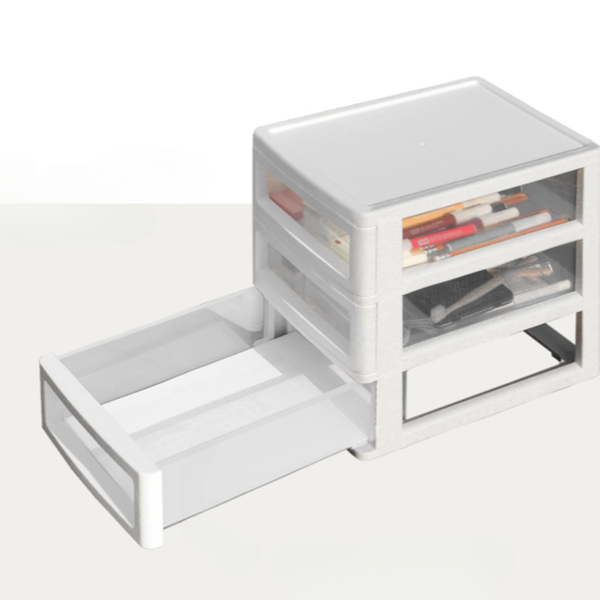 다용도 3단 서랍장 투명 플라스틱 서랍장 소형 화이트