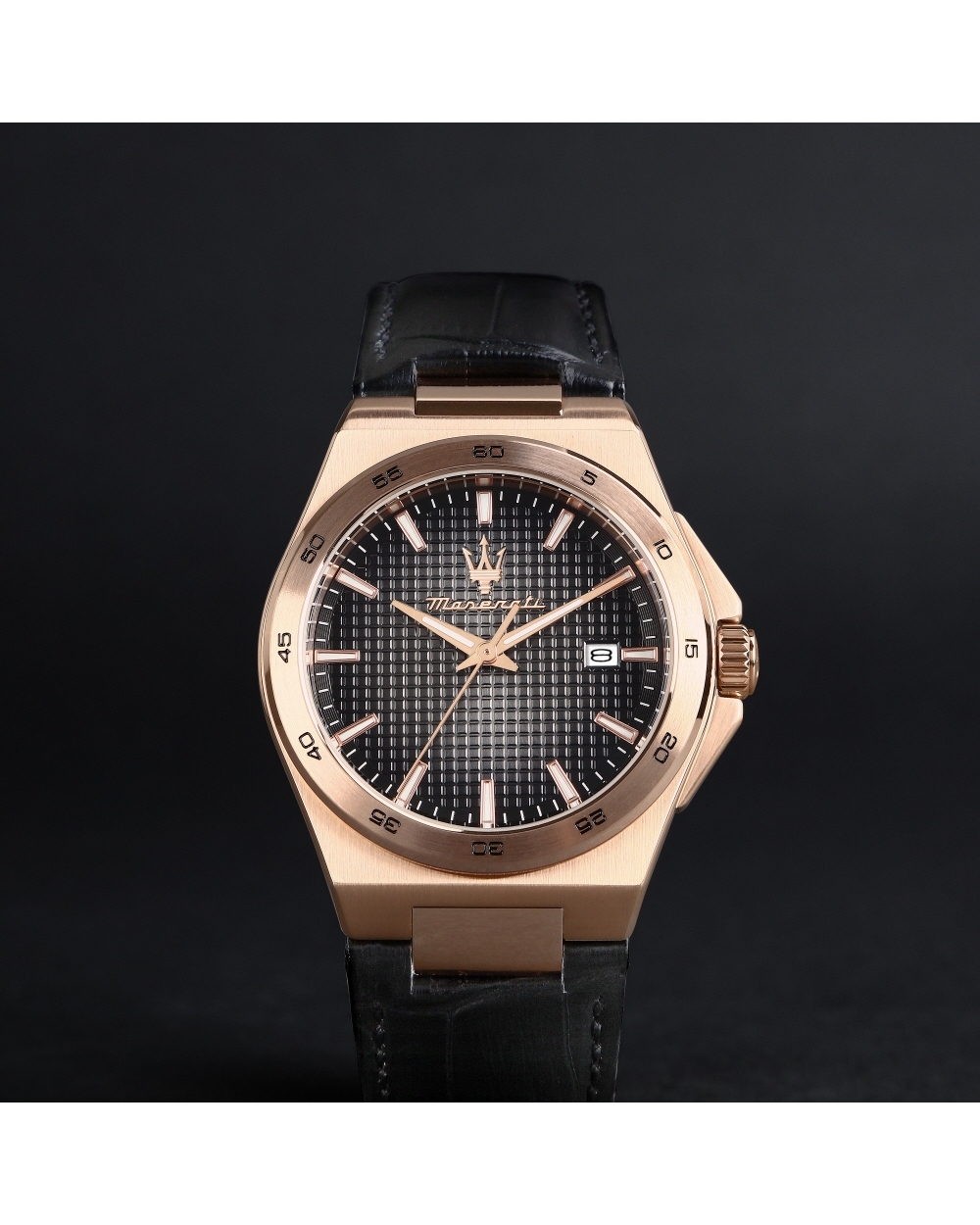 [Italian Design] 마세라티 남자 VELOCITA 가죽 클래식 손목 패션 슬림 야광 시계 블랙다이얼 - 상품 이미지