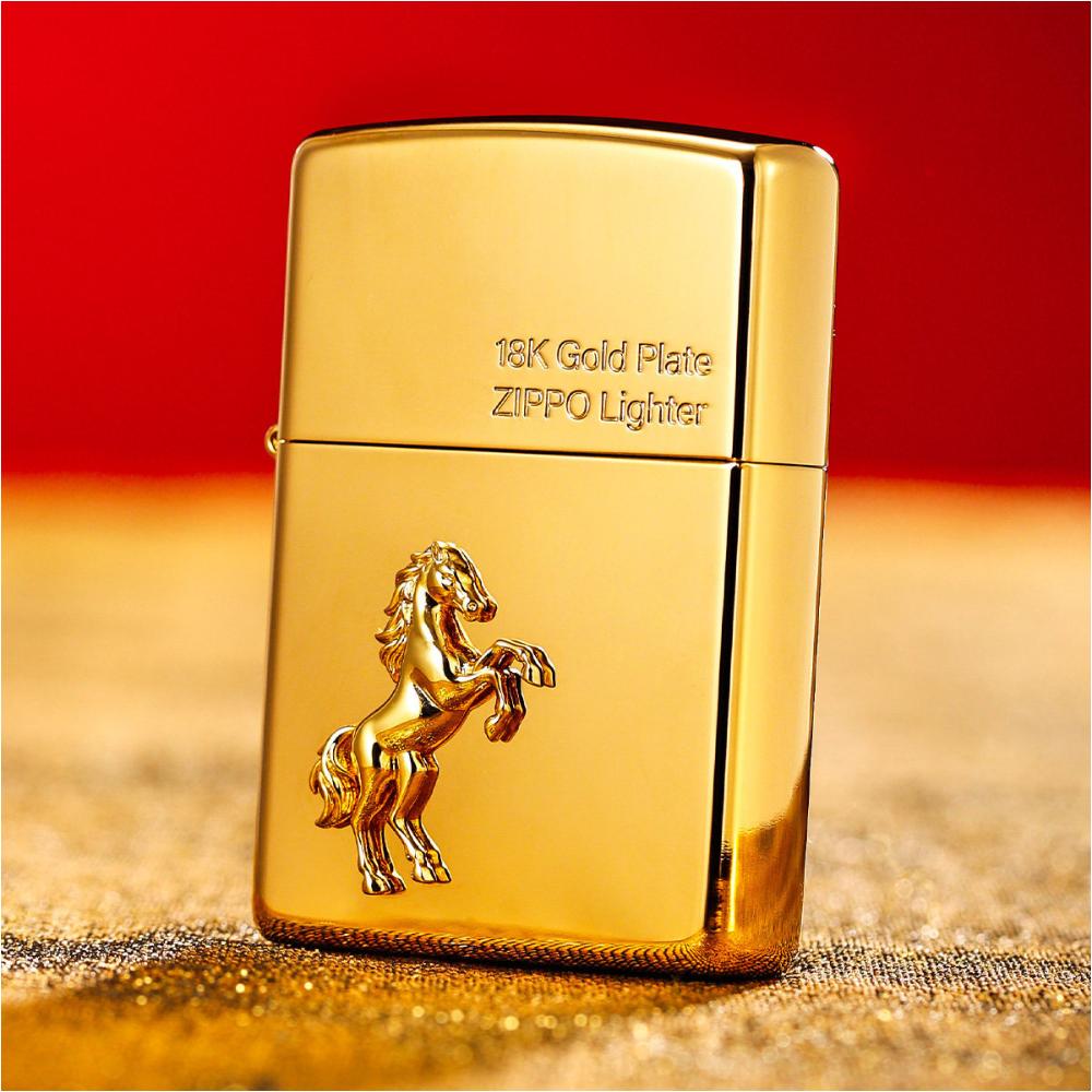 ZIPPO 지포 라이터 골드 도금 황금말 입사 승진 생일 기념일 발렌타인데이 남친 선 - 상품 이미지