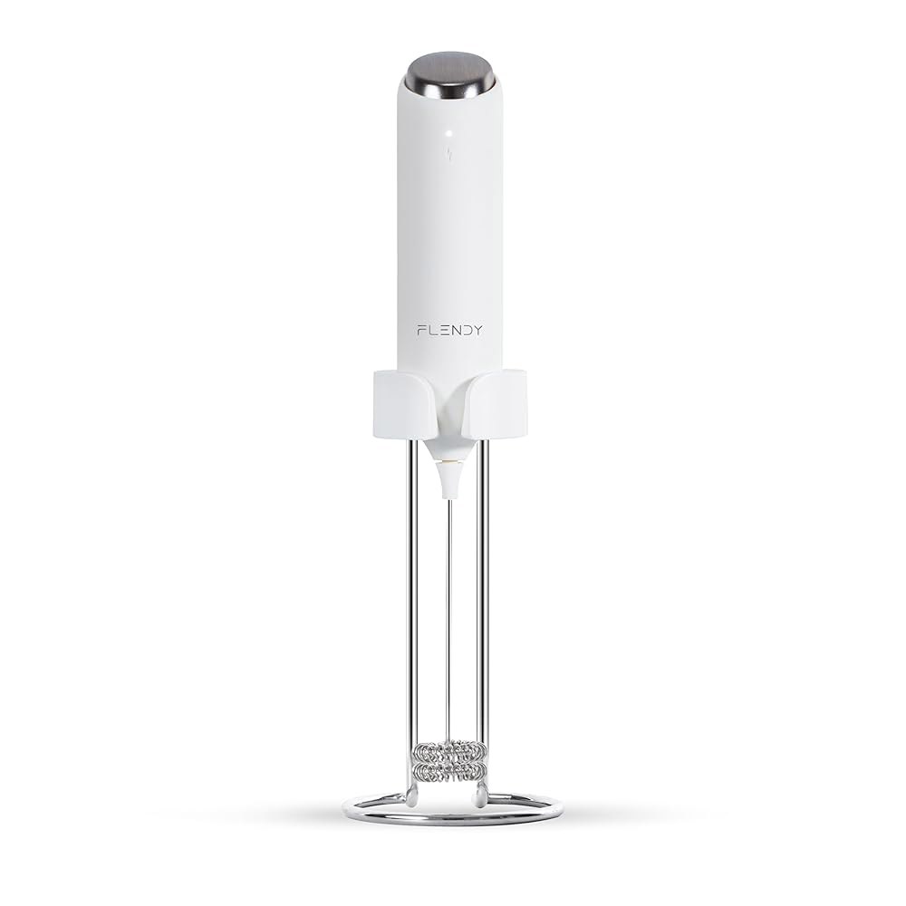 펜디 충전식 우유 거품기 핸드헬드, USB-C 충전 스탠드가 있는 커피 전기 음료 믹서 커피용 미니 거품기, 말차 - 상품 이미지