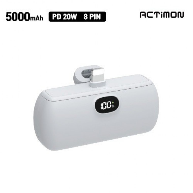 고속 일체형 보조배터리 8핀 5000mAh 휴대용 충전기 (ACTIMON ) - 상품 이미지
