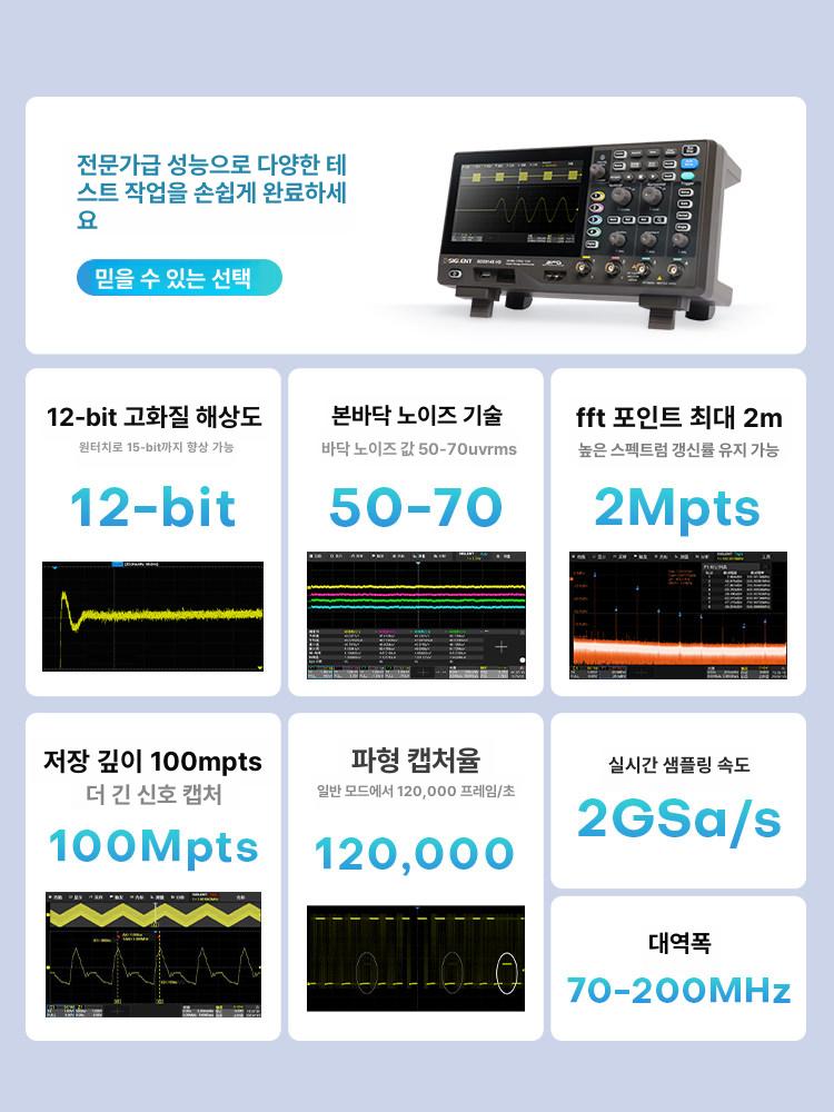 고화질 오실로스코프 SDS800X HD 샘플링 Sds802X HD 듀얼70MHz2 정품 오리지널 - 상세 이미지 5