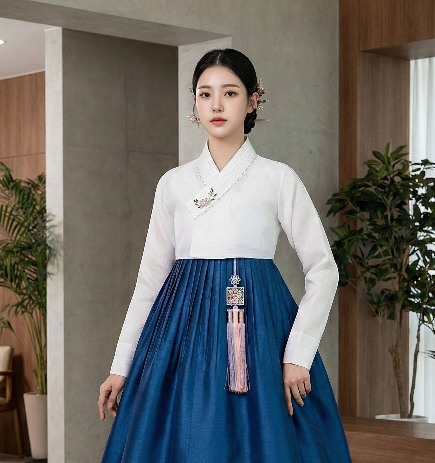 은가비한복 한복대여 단아블루여신 결혼식 신부 하객 혼주 돌잔치 - 상세 이미지 3