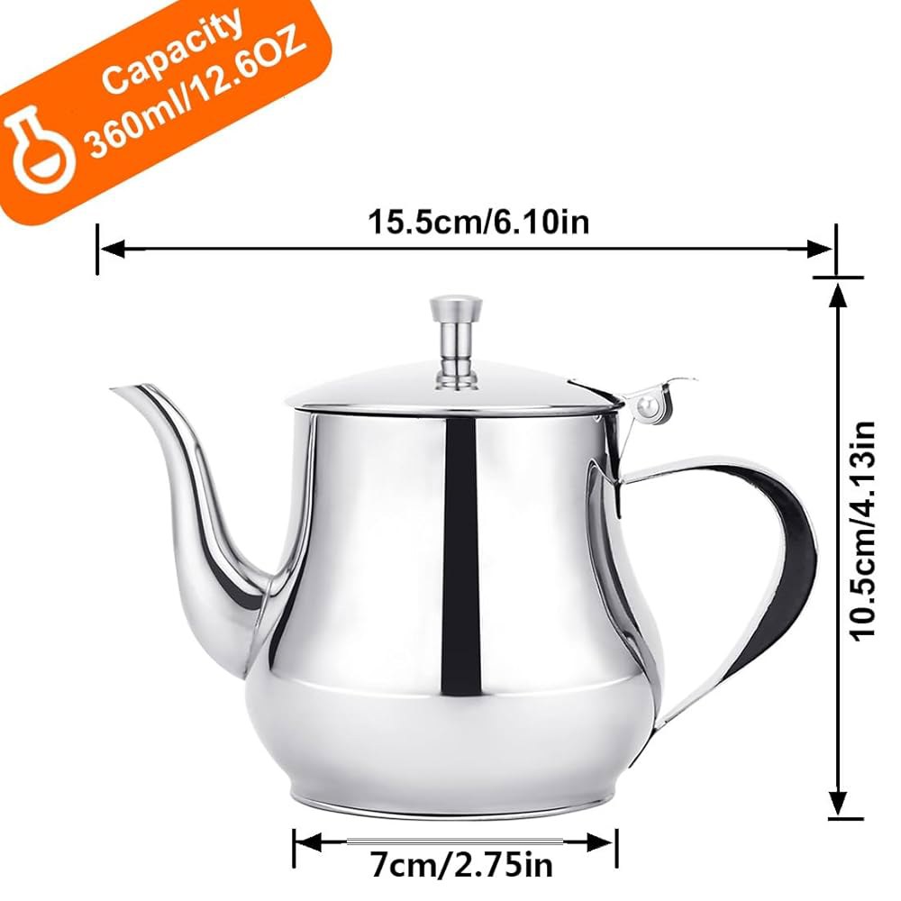 산키아오메 360ml(13온스) 스테인리스 스틸 작은 주전자 Silver 360ml - 상세 이미지 3