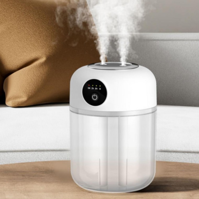 무선 듀얼 미니 가습기 무드등 대용량 화이트