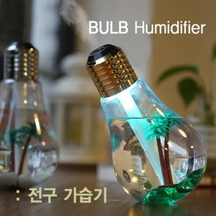 LED 무드조명 겸용 USB 전구가습기 미니가습기 초음파 - 상품 이미지