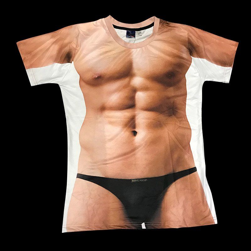 할로윈 퍼포먼스 반팔티 보디빌더 티셔츠 반팔 티 코스프레 복근 남성 가짜 근육 재미있는 - 상세 이미지 2