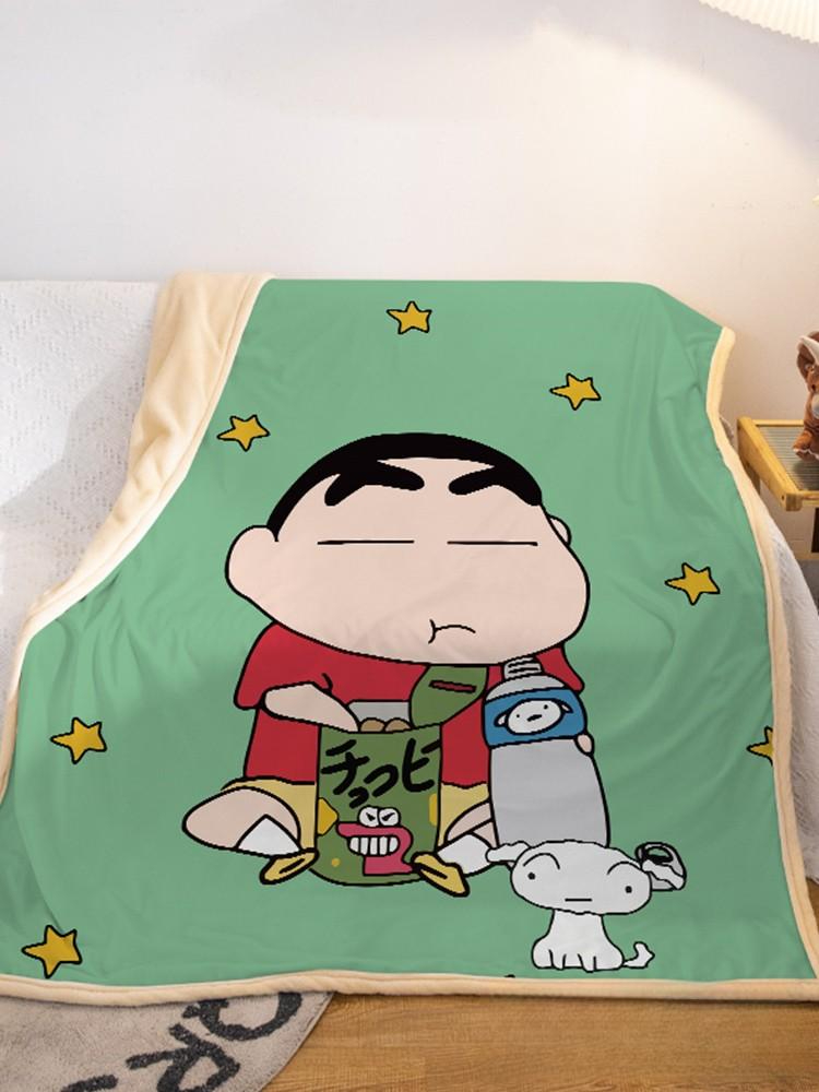 짱구 담요 숄 무릎담요 다리 덮개 소파 겉싸개 플란넬 사무실 소파 겨울 방한 낮잠 블랭킷 크레용 신짱 01 60 x 90cm - 상세 이미지 5