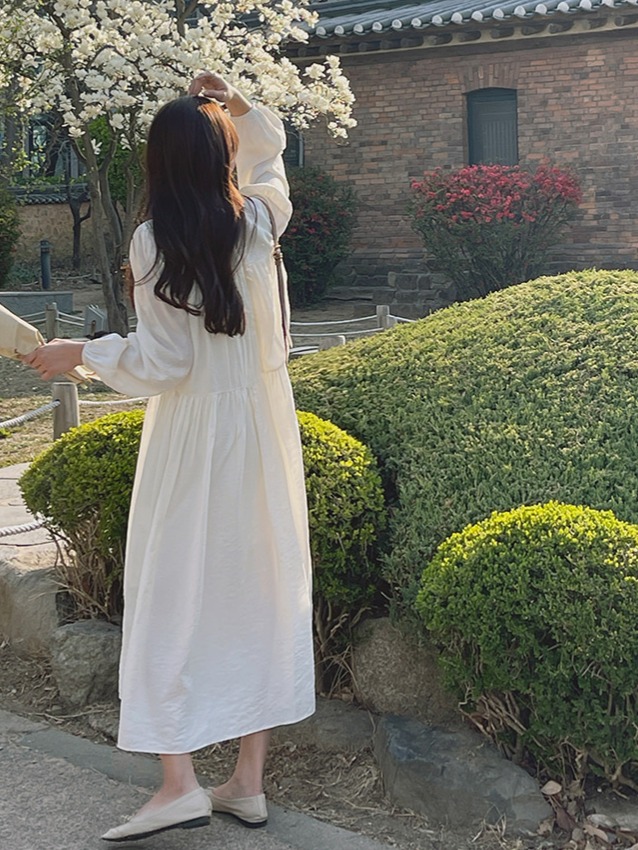 로맨티 4계절 셔링 캉캉 롱 원피스 루즈핏 - 상세 이미지 2