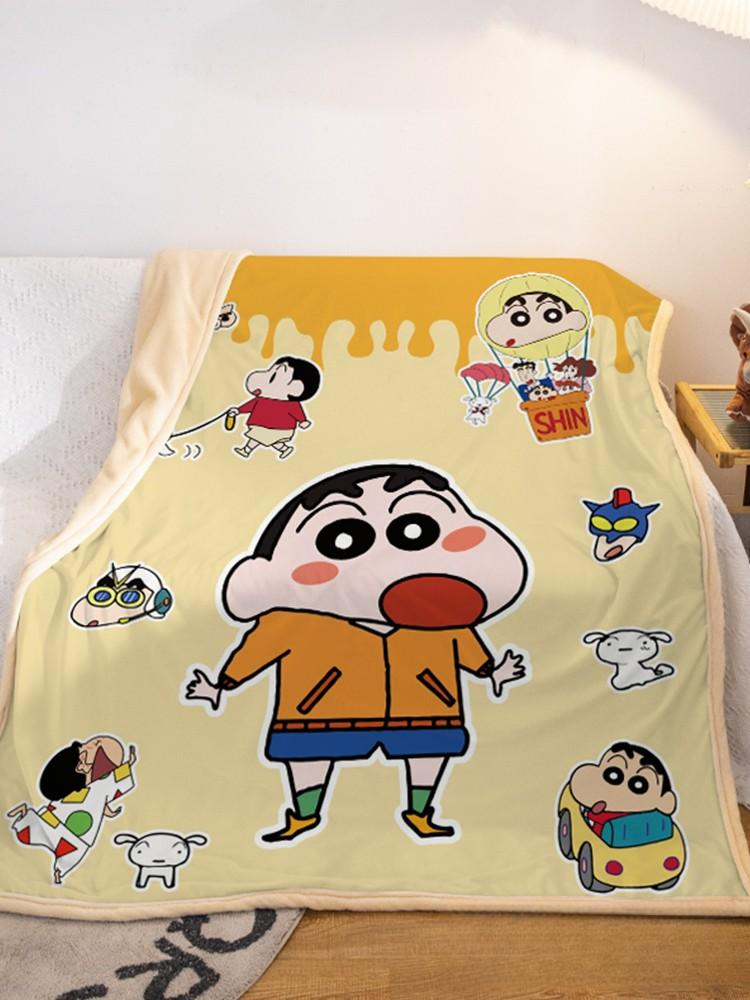 짱구 담요 숄 무릎담요 다리 덮개 소파 겉싸개 플란넬 사무실 소파 겨울 방한 낮잠 블랭킷 크레용 신짱 01 60 x 90cm - 상세 이미지 2
