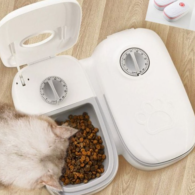 반려동물 타이머 자동급식기 배식기 사료공급기 2구