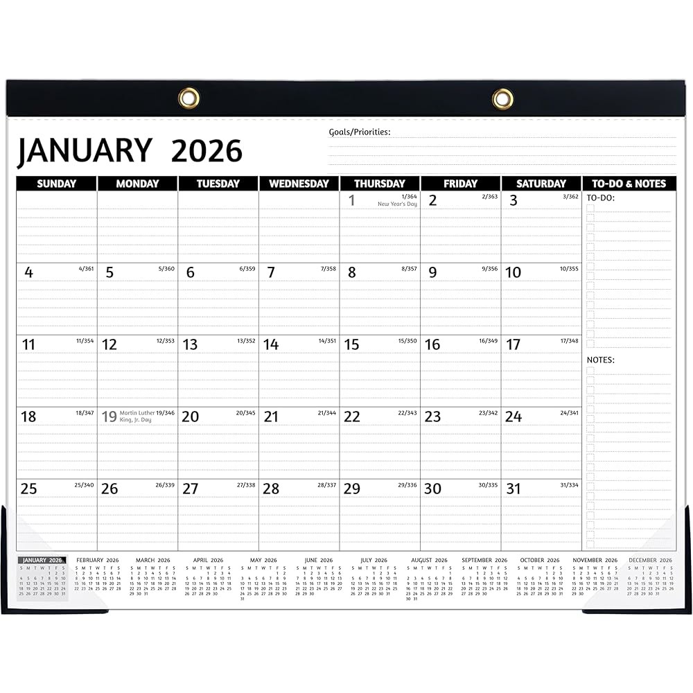 2026-2027 책상 달력, 라지, 블랙 26-27 Desk Calendar 22x17 - 상품 이미지