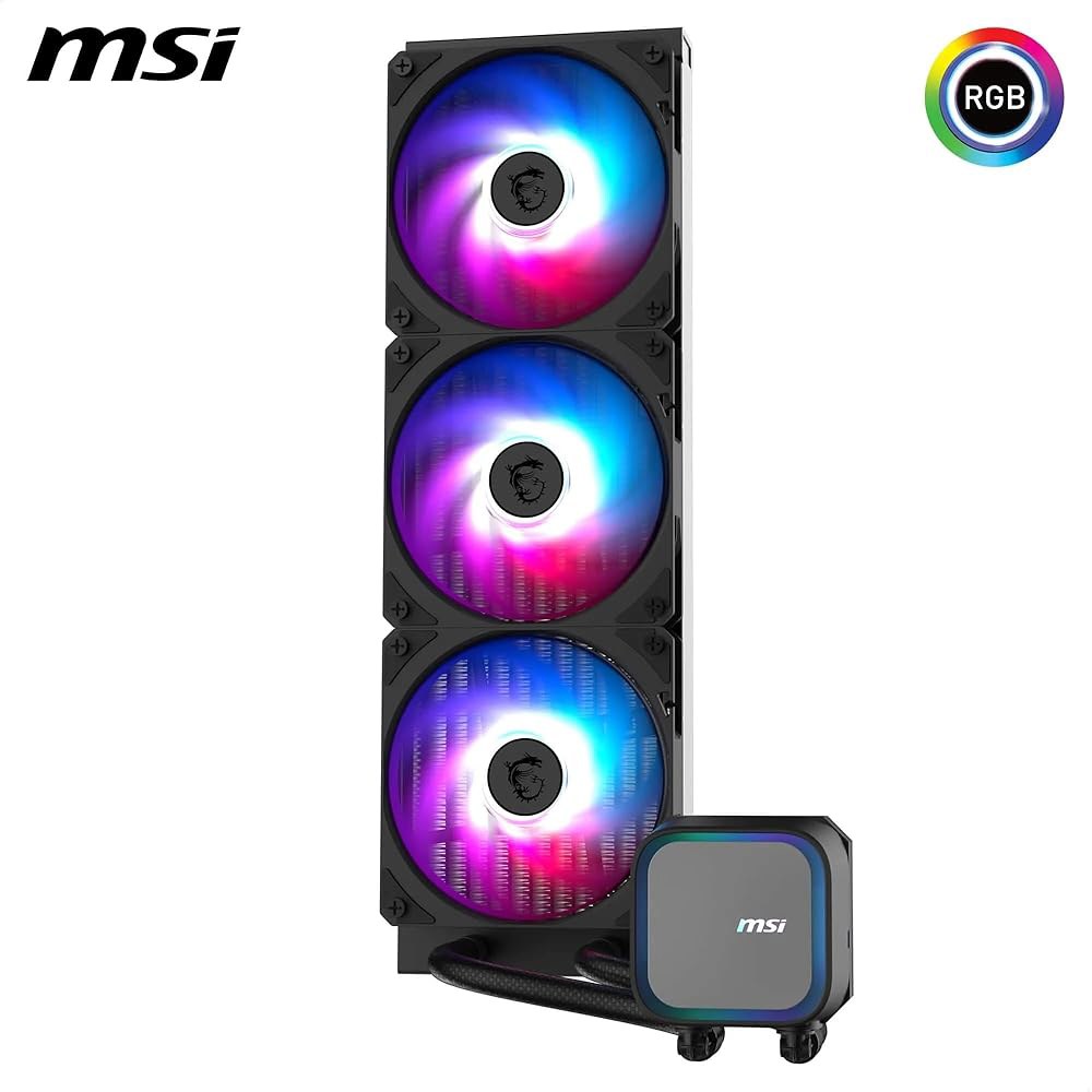 MSI MAG CORELiquid A13 360 AIO CPU 액체 쿨러 - 전체 커버리지, 개선된 수로 설계, 미니멀리즘과 일루미네이션, 사이클로블레이드 7, 스플릿 플로우 라디 - 상세 이미지 3