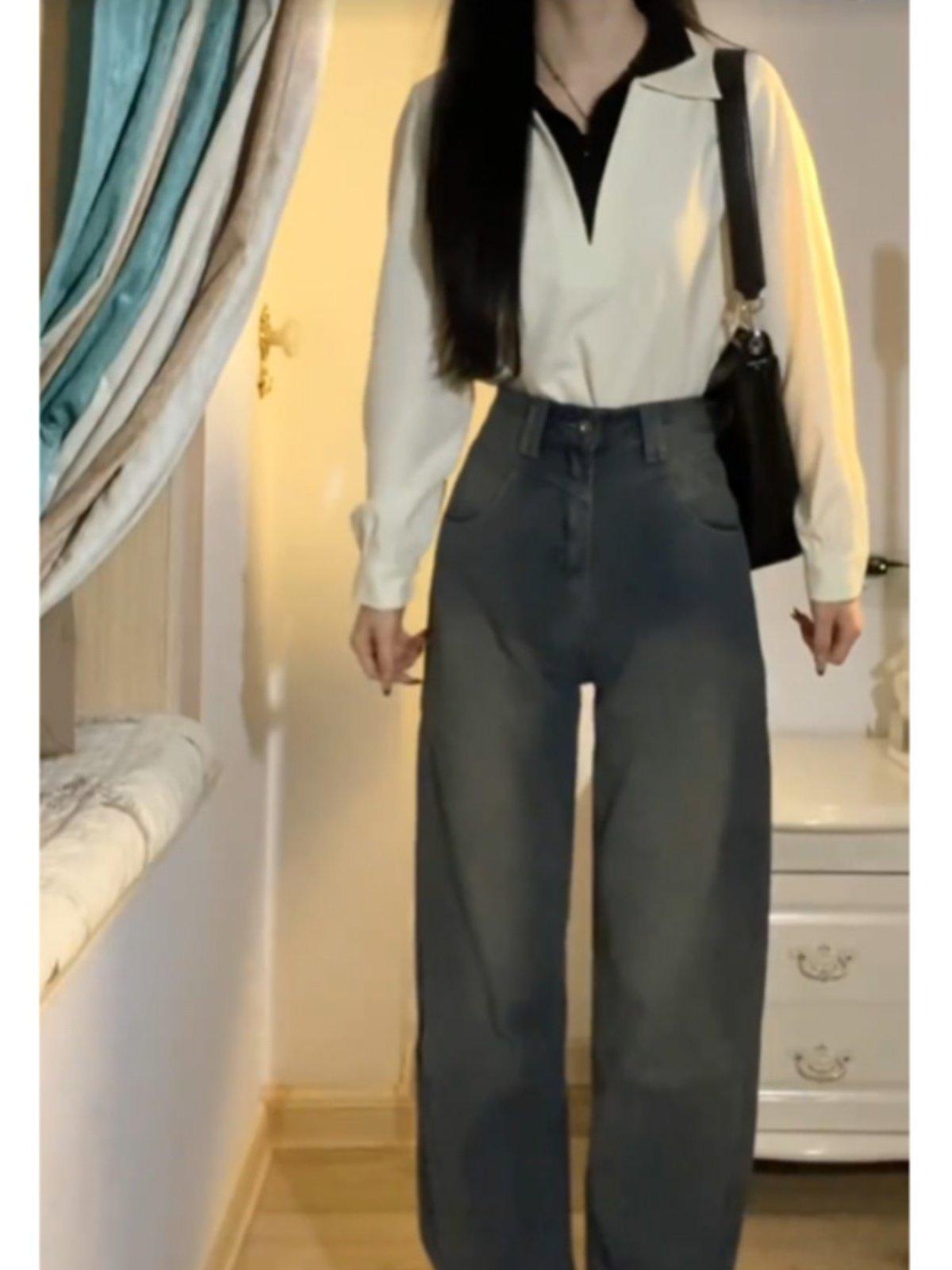 봄 화이트 투피스 셔츠 여성 프렌치 카라 코디 레이어드 화이트 s - 상세 이미지 2