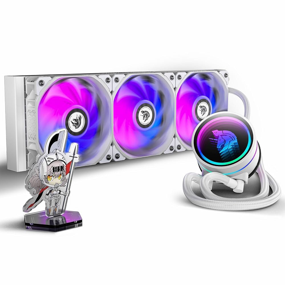 AsiaHorse WK-A360 ARGB 올인원 AIO CPU 리퀴드 쿨러, 듀얼 고성능 펌프와 3 120mm PWM 팬이 장착된 방랑 기사 360mm 수냉식 시스템, 인텔 및 - 상품 이미지