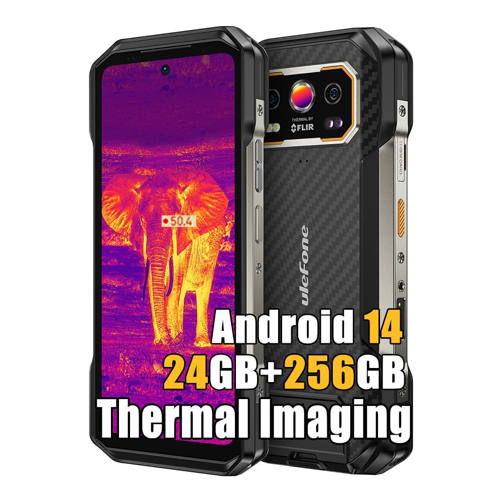 열 카메라가 장착된 울레폰 아머 27T 러기드 폰, 24GB+256GB MTK G99 안드로이드 14 스마트폰, 10600mAh 50MP+64MP 나이트 비전, 6.78인치 FHD - 상품 이미지