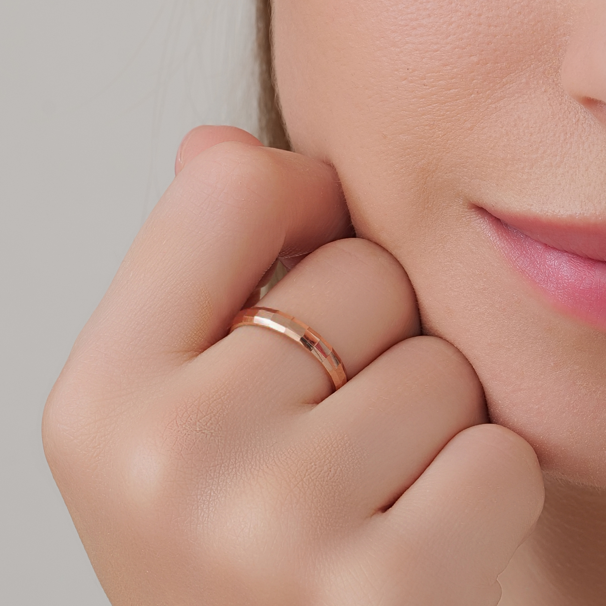 14K 18K 로엔트 3.5mm 할로우 컷팅 반지 검지 애끼 금반지 - 상세 이미지 3