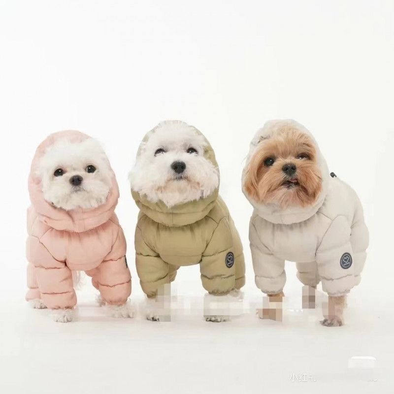 강아지패딩 방한복 애견 겨울옷 경량 모자옷 조끼 개 반려동물 지퍼 올인원 하네스 의류 - 상품 이미지