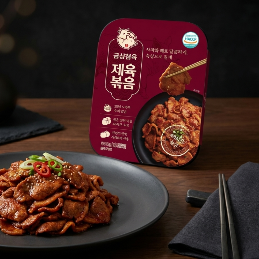 제육볶음 500g 단짠 매운 맛 간편한 밥도둑 반찬 밀키트 금상첨육 2개