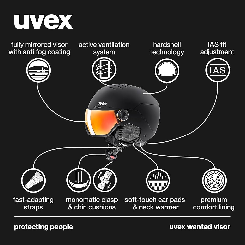 uvex 여성 및 남성용 바이저 스키 헬멧 - 통합 바이저가 있는 조절 가능한 - 상세 이미지 2