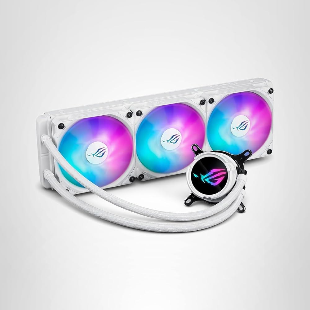 ASUS ROG Strix LC III 360 ARGB LCD 화이트 에디션 올인원 CPU 리퀴드 쿨러 - 인텔 LGA 1700, 1200, 115X AMD 소켓 AM4, AM5 - 상품 이미지