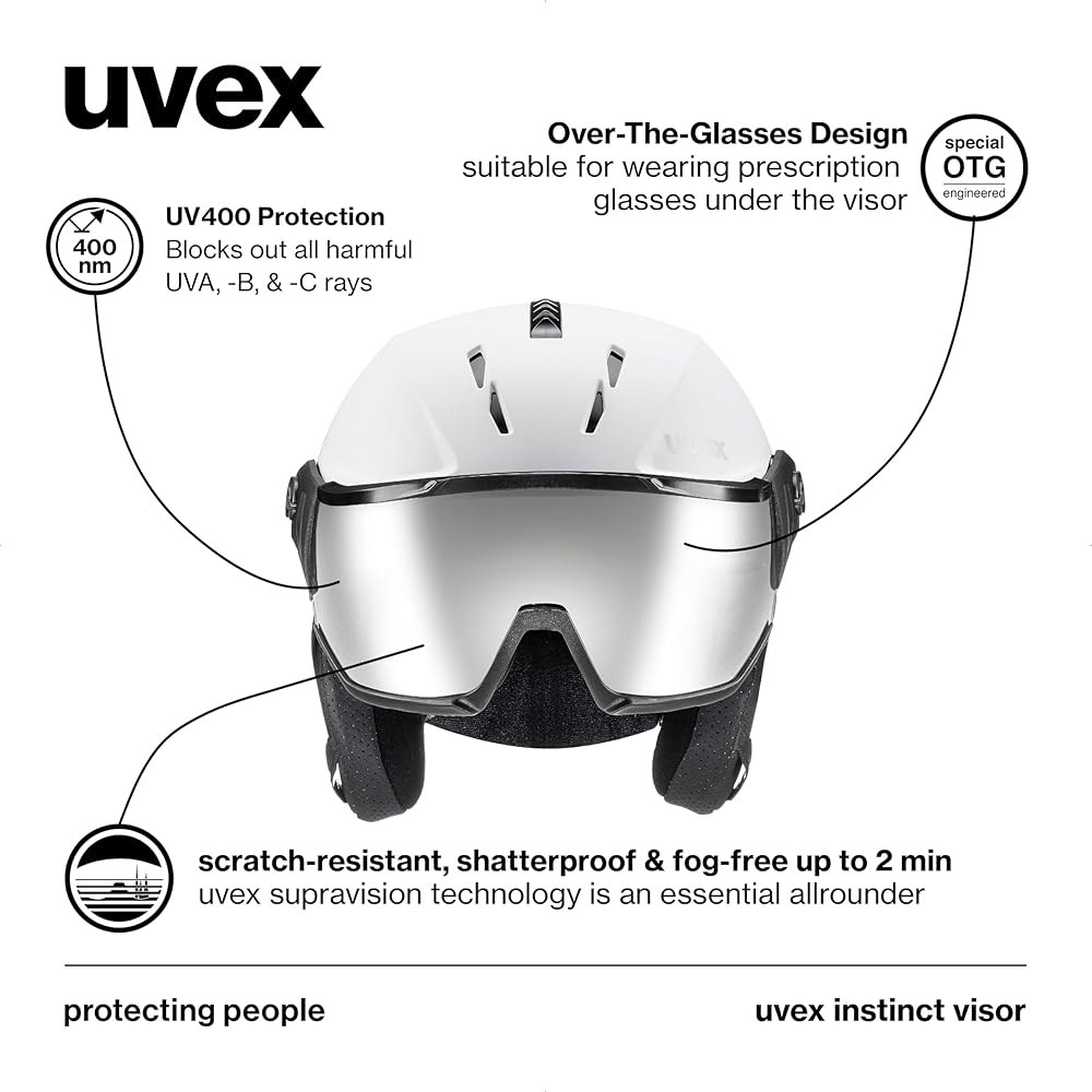 uvex 인스팅트 바이저 - 여성 및 남성용 통합 바이저가 있는 조절 가능한 스키 스노보드 헬멧 - 상세 이미지 3