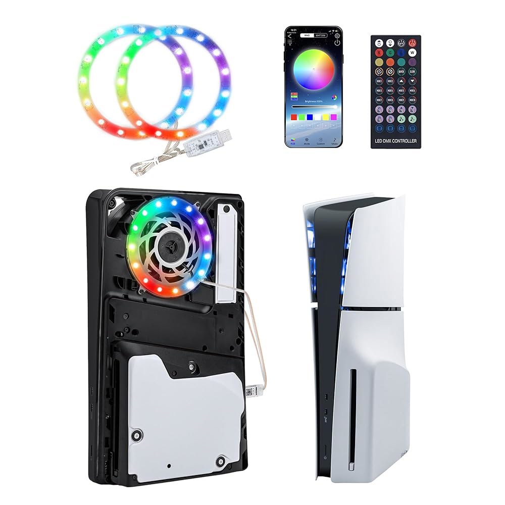 PS5 / 슬림 PRO 콘솔용 맥바젤 RGB LED 라이트 스트립, IR 리모컨 /APP USB 3 제어 방법, 콘솔과 호환되는 8가지 색상 400+ 효과 링 키트 액세서리 - 상품 이미지