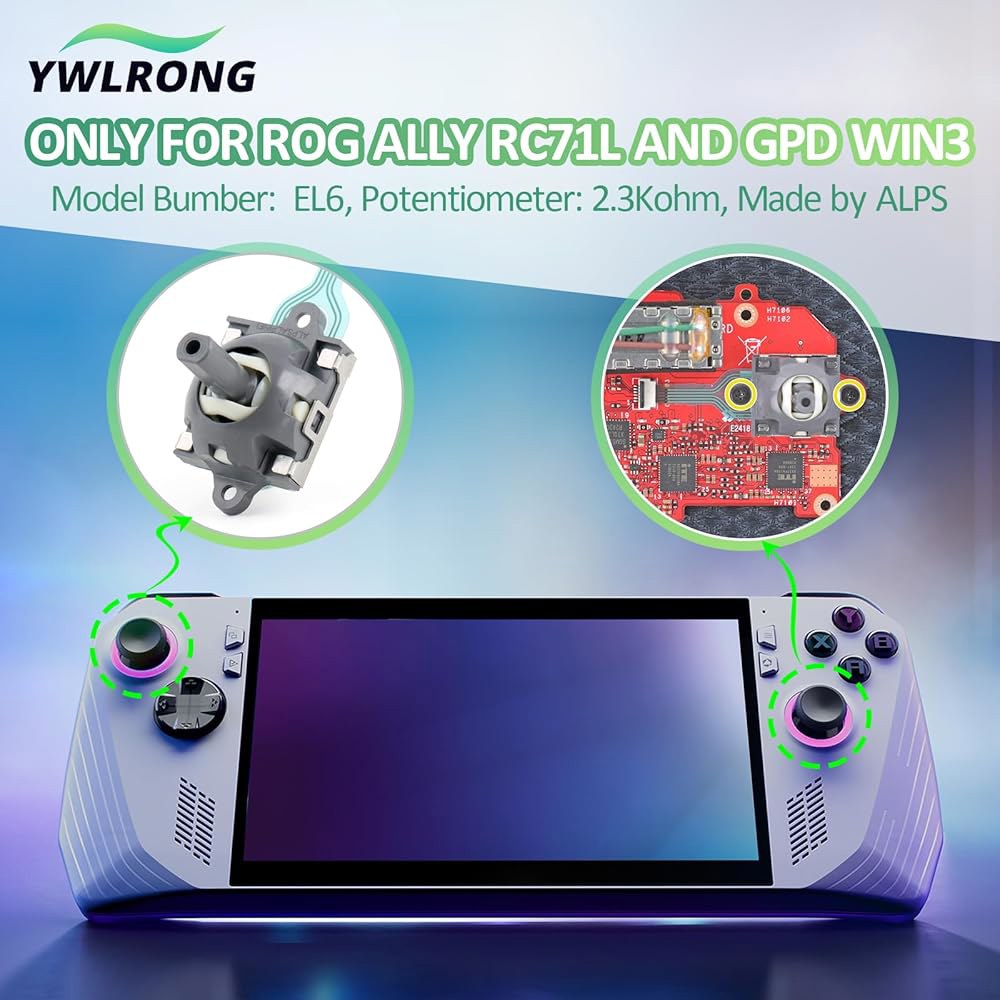 YWLRONG 2팩 에이수스 ROG 얼라이 RC71L 휴대용 콘솔 조이스틱 교체 GPD win3 윈도우 10 노트북 엄지스틱 액세서리 부품을 수리 도구로 교체합니다 - 상세 이미지 2