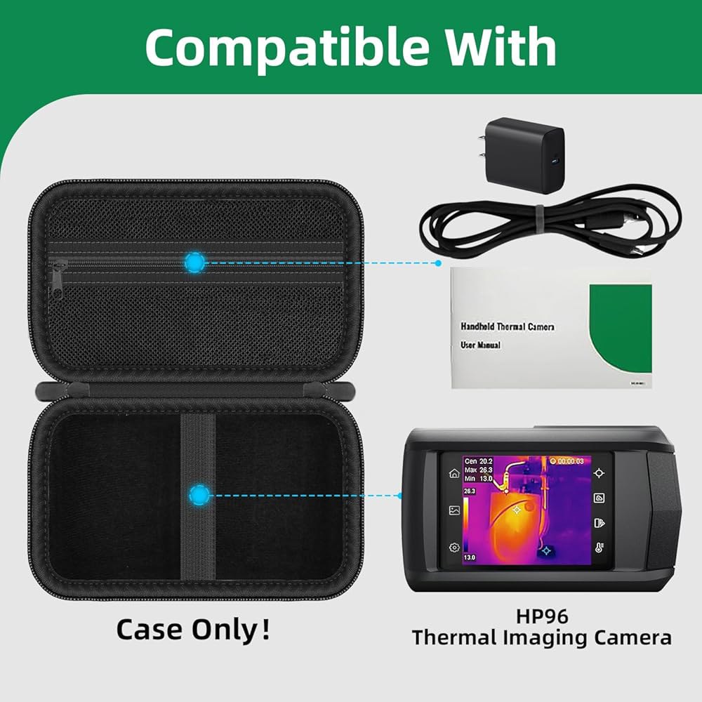 HSFTOLS 96 열 카메라 /FLIR C5 컴팩트 카메라용 HESPLUS 하드 케이스 - 손잡이 스트랩, 충격 방지, 메쉬 포켓 및 탄성 스트랩이 있는 휴대용(케이스 전용) - 상세 이미지 2