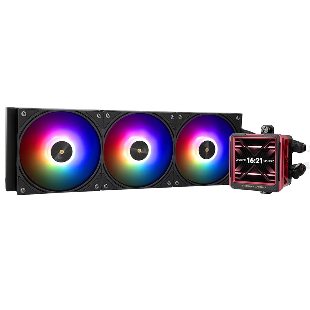 Thermalright FW360 울트라 ARGB 블랙 CPU AIO 쿨러, PC 360 사양 워터 쿨러 시스템, 480x480 해상도의 IPS LCD 화면, AM5 및 인텔 LG - 상품 이미지