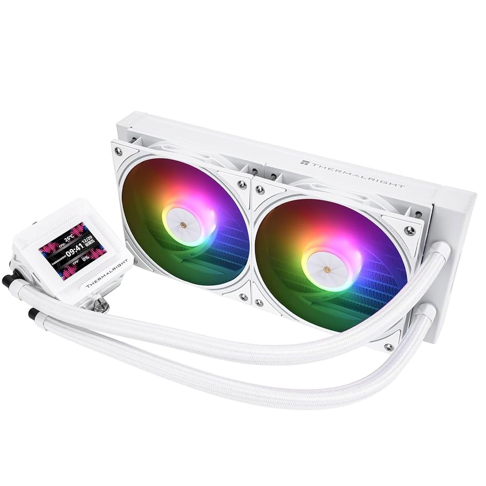Thermalright FW240 SE ARGB 화이트 CPU AIO 쿨러, PC 240 사양 워터 쿨러 시스템, 320 해상도의 IPS LCD 화면, AM5, 인텔 LGA1700 - 상품 이미지