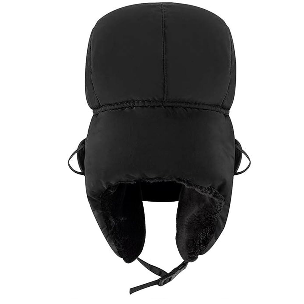 TZ, 페이스 마스크 이어플랩이 달린 남녀 공용 겨울 덫 러시아 모자 약속 인조 모피 아웃도어 Black One Size - 상세 이미지 2