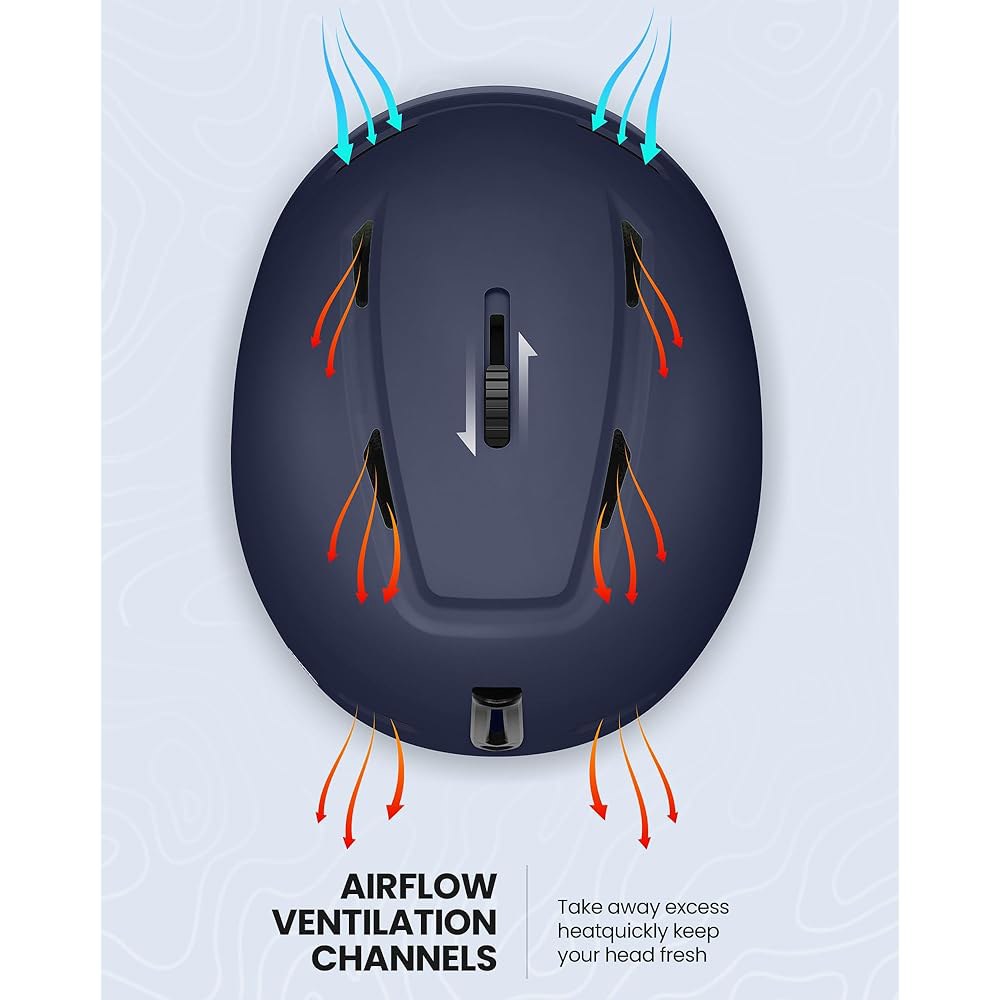 남성, 여성, 청소년을 위한 아웃도어마스터 MIPS 스노우 헬멧, 8개의 통풍구, PC 쉘 & EPS 폼, 스키 및 스노보드 인증 획득 Dark Blue Small - 상세 이미지 3