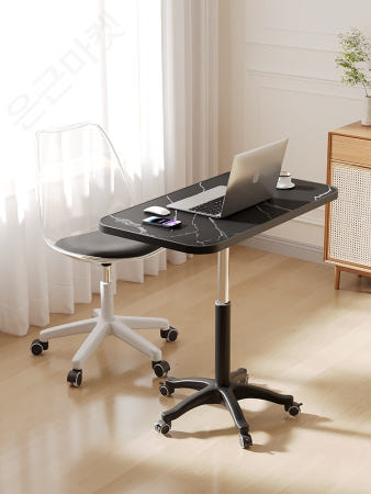 [해외]사이드테이블 이동식 소형 사각 티테이블 간이 거실 협탁 화이트 바블 40x60 59-80cm