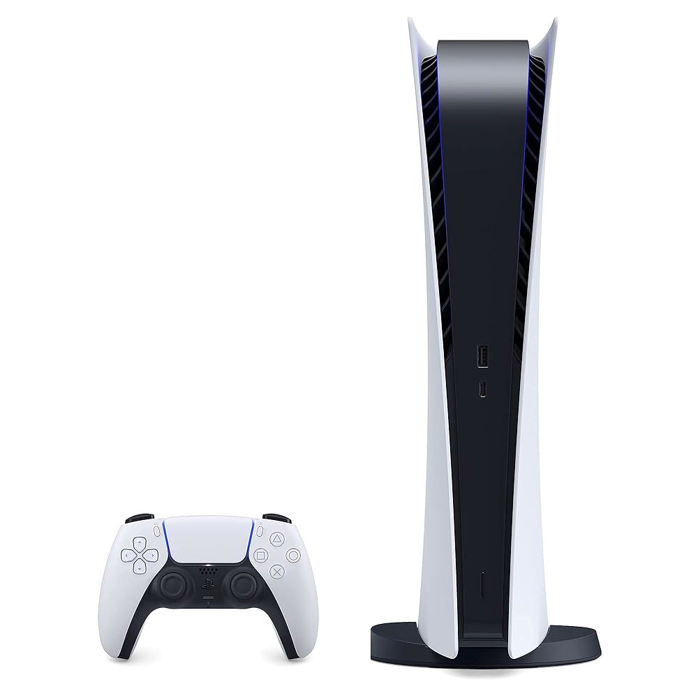 PS5 - 소니 플레이스테이션 5 디지털 에디션 게이밍 콘솔 + 무선 컨트롤러 16GB GDDR6 RAM, 825GB SSD, 120Hz 8K 출력, 화이트