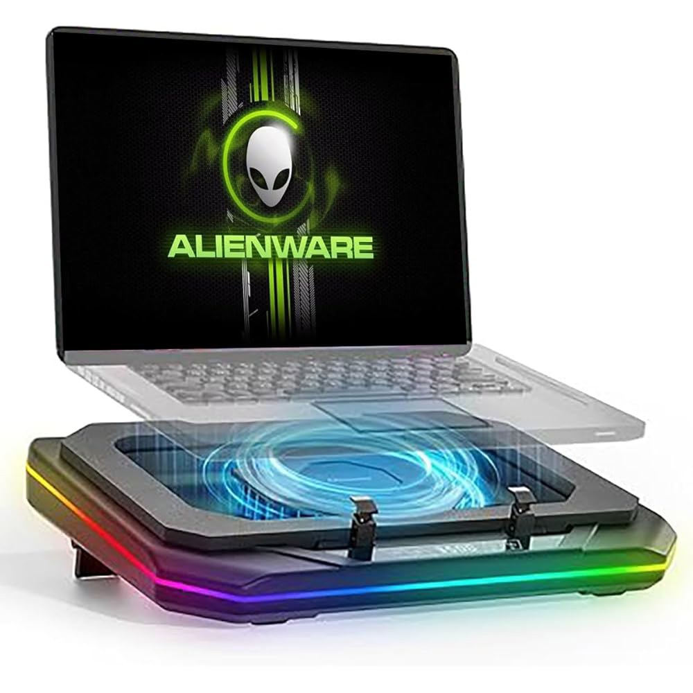 Dell Alienware m18 R2 R1 영역-51 18인치 게이밍 노트북용 쿨링 패드, 적합한 방열 몬스터, 강력한 터보 팬으로 빠르게 냉각 가능한 쿨러, 6 RGB 라이트 - 상품 이미지