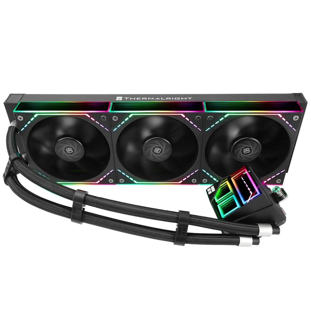 Thermalright Frozen Infinity 360 블랙 CPU 워터 쿨러, Aio 트리플 TL-M12 PWM 팬, 인피니티 미러 냉각, AM4 / AM5용, 인텔 LGA1 - 상품 이미지