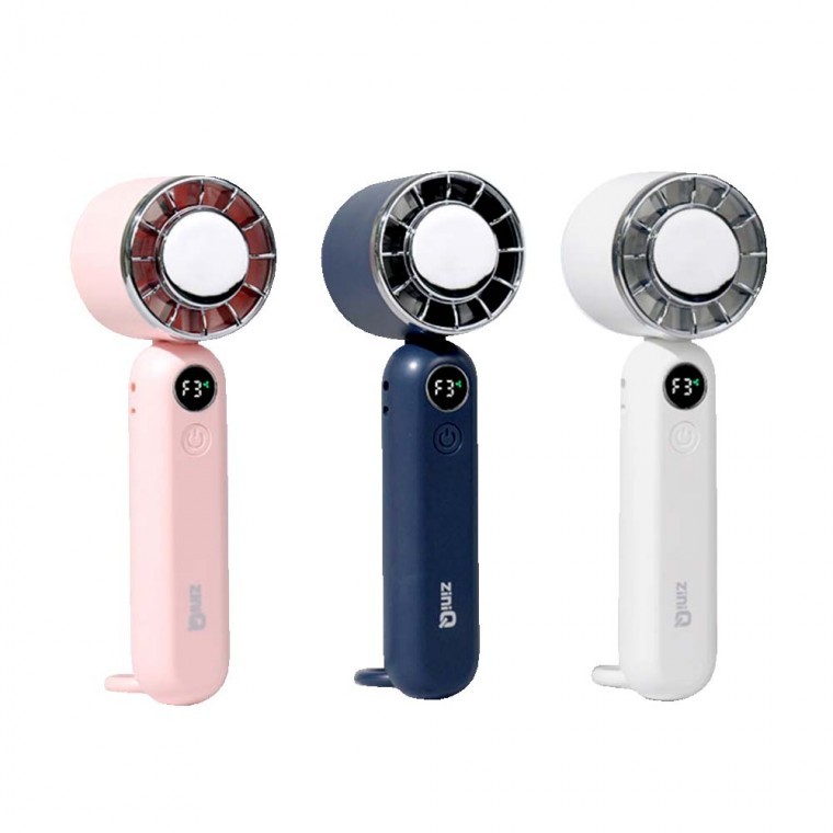 C타입 휴대용 무선 미니 선풍기 화이트 핑크 블루 LED 라이트 3단계 풍력조절 고리형 키링 악세서리 - 상품 이미지