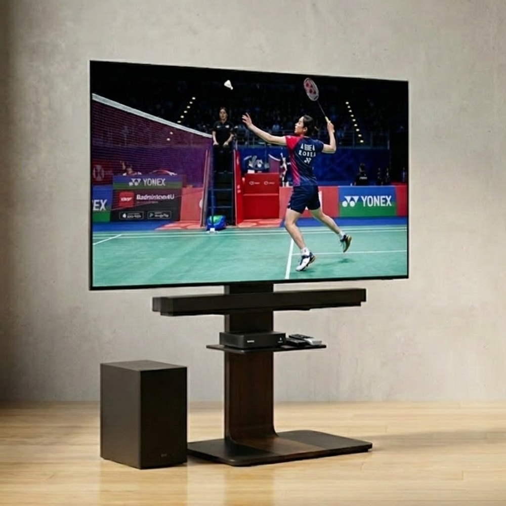 75인치 티비거치대 TCL 호환 이동식 높이조절 벽면밀착형 스탠드 제품 이미지