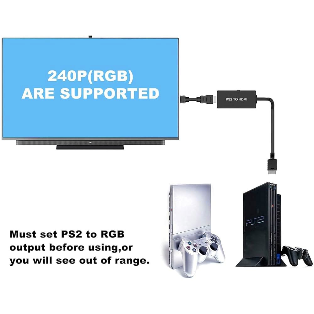 Y.D.F PS2에서 HDMI 어댑터 PS2 HD-링크 케이블 변환기 지원 4 3 / 16 9 화면 종횡비 스위치가 PlayStation 1 2 HD 링크 PS1 변환기에 작동합니 - 상세 이미지 2